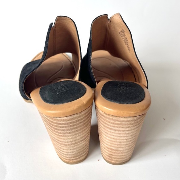 BORN Suede Sandals Black Genuine Leather Chunky Heel Mules Size 9 - Picture 5 of 7